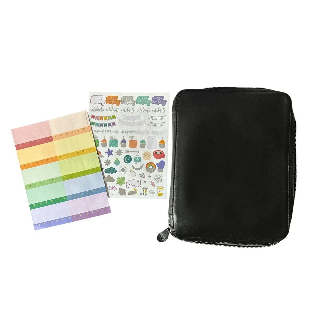 HUGE Erin Condren Planner‎ Lot Leather Folio Stickers Calendar Dashboards & MORE